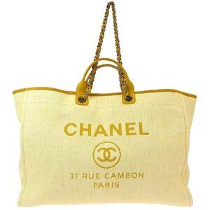 Chanel Yellow Canvas Large Deauville 2way Tote Bag 143431